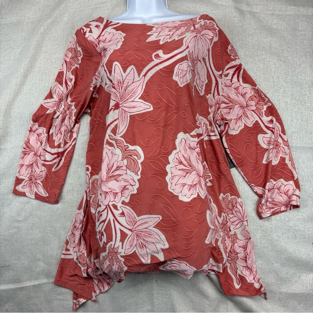 Jm Collection Women's Printed Jacquard Swing Top XXL